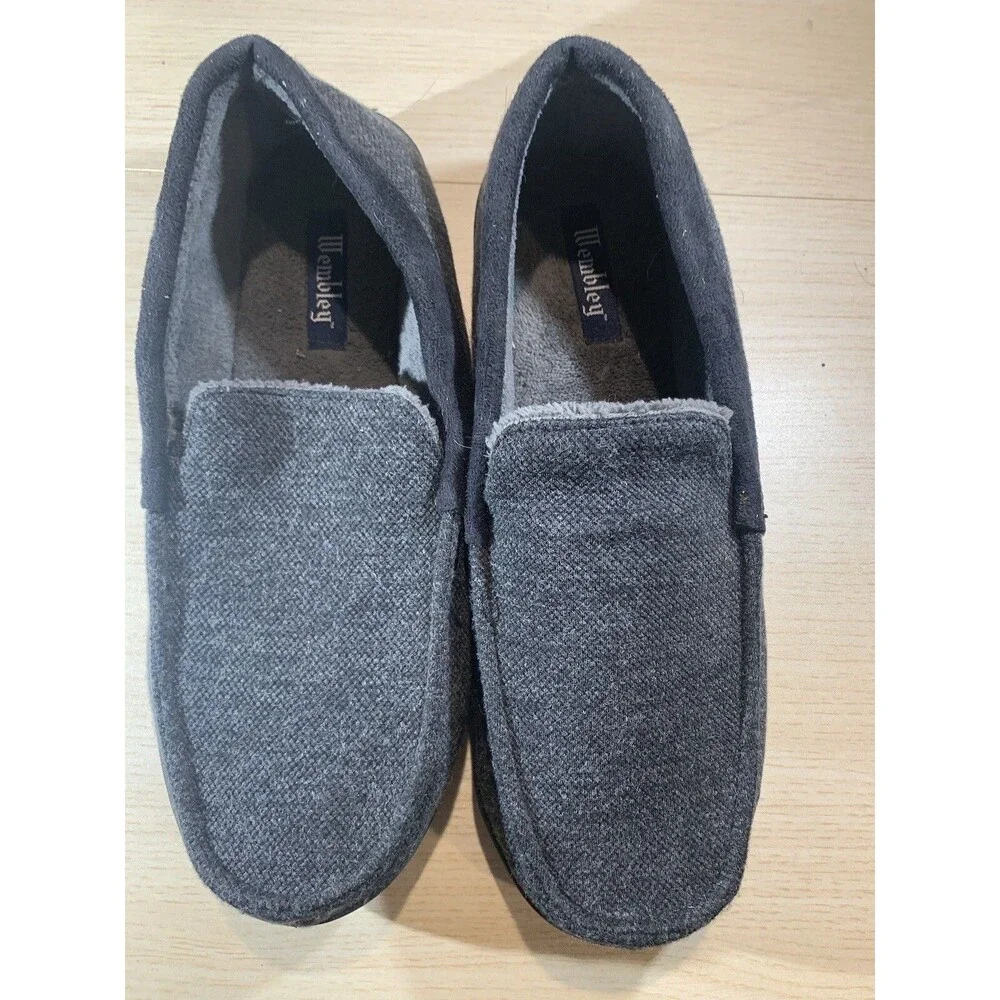 Wembley Memory Foam Slipper Shoe Mens XL 11-12 Black Indoor Outdoor Sole
